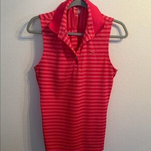 Puma pink Striped sleeveless polo